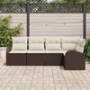 vidaXL Conjunto de sof&aacute; de jard&iacute;n 5 pcs Marr&oacute;n y blanco Polirat&aacute;n