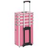 vidaXL Maletín trolley de maquillaje de aluminio rosa