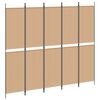vidaXL Biombo de 5 Paneles Beige 250 x 220 cm Tela
