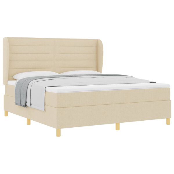 vidaXL Cama con Somier y Colch&oacute;n Gris Oscuro 90x190 cm de Tela Crema