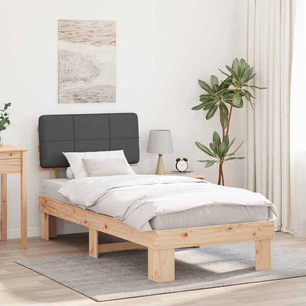 vidaXL Estructura de Cama con Cabecera Tapizada Gris oscuro