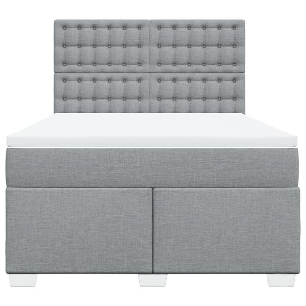 vidaXL Cama box spring con colch&oacute;n tela gris claro 160x200 cm