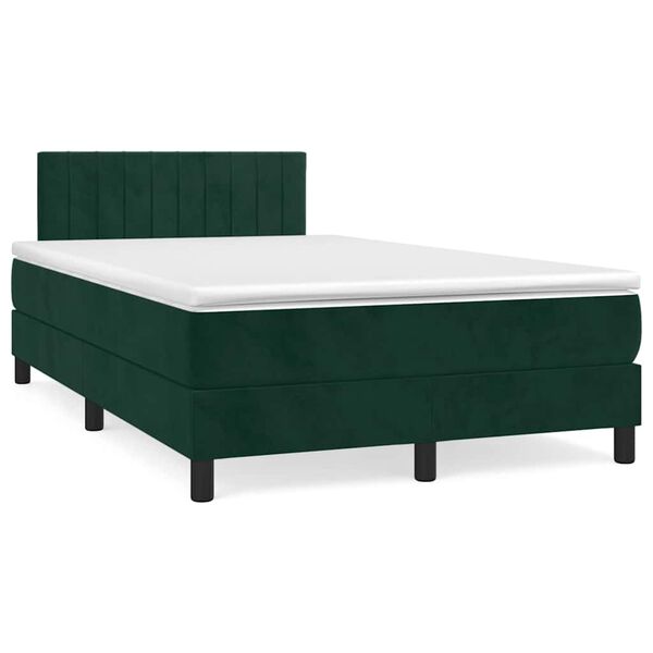 vidaXL Cama box spring con colch&oacute;n terciopelo verde oscuro 120x190 cm