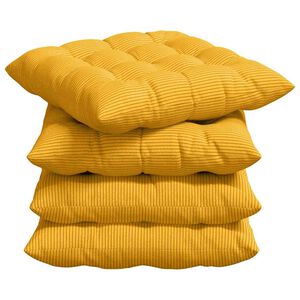 vidaXL Cojines para asiento 4 uds. Tela de Pana Amarillo Claro