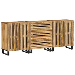 vidaXL Aparador 3 pzas madera maciza de mango rugosa 60x34x75 cm
