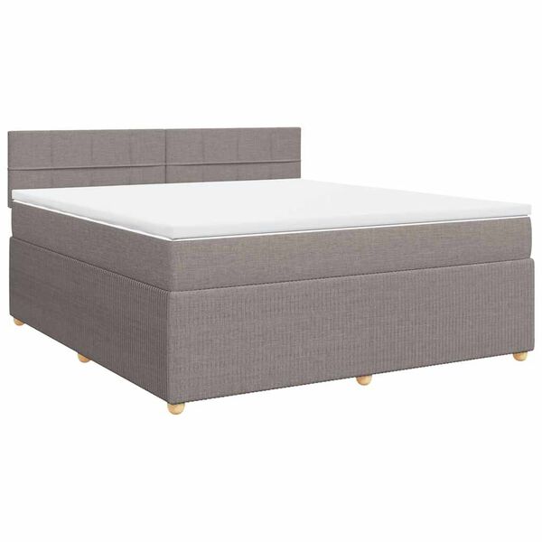 vidaXL Cama box spring con colch&oacute;n tela gris taupe 180x200 cm