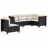 vidaXL Set de muebles de jard&iacute;n 5 pzas y cojines rat&aacute;n sint&eacute;tico negro
