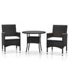 vidaXL Juego de comedor para jard&iacute;n 3 piezas rat&aacute;n sint&eacute;tico negro