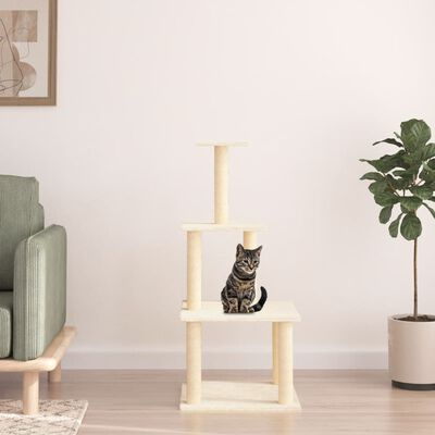 vidaXL Rascador para gatos con postes de sisal color crema 111 cm