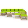 vidaXL Juego de muebles jard&iacute;n 12 pzas cojines madera pino impregnado
