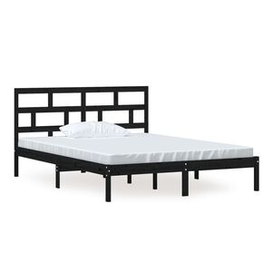 vidaXL Estructura de cama de madera maciza negro 150x200 cm
