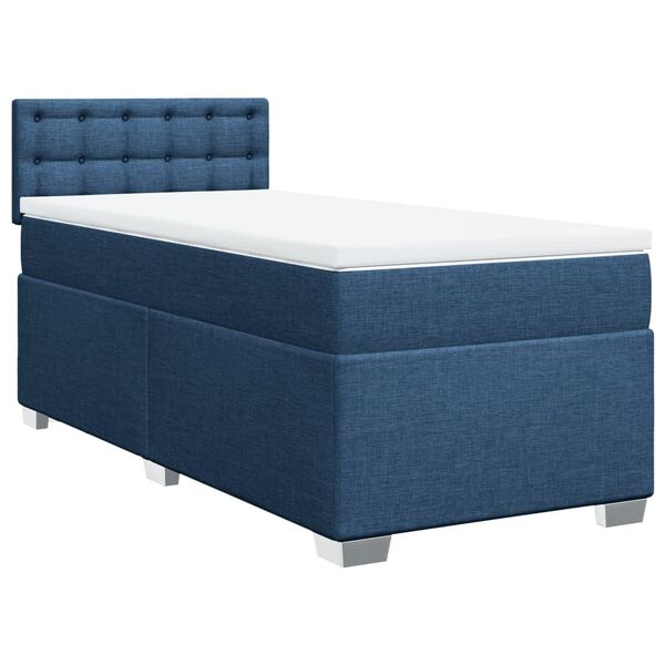 vidaXL Cama box spring con colch&oacute;n tela azul 100x200 cm
