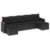vidaXL Set de comedor de jard&iacute;n 7 pzas y cojines rat&aacute;n sint&eacute;tico negro