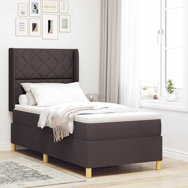 vidaXL Cama tipo Box Spring Marr&oacute;n Oscuro 100 x 200 cm tela