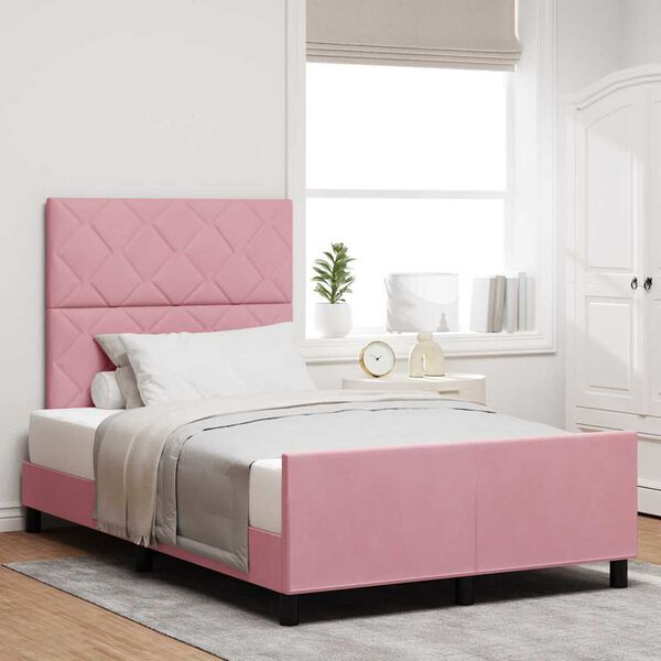 vidaXL Cama tipo Box Spring con cabecera Rosa 120 x 200 cm Terciopelo