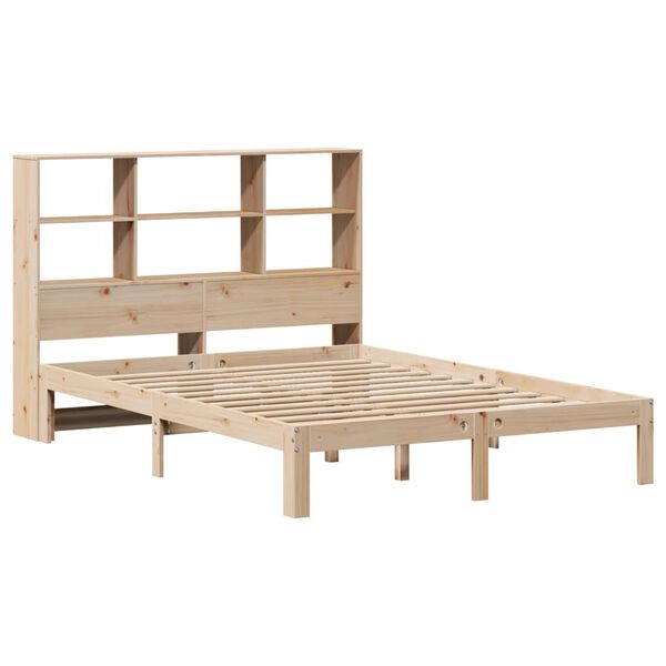 vidaXL Cama con estanter&iacute;a sin colch&oacute;n madera maciza de pino 120x190cm
