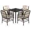vidaXL Set comedor de jard&iacute;n 5 piezas y cojines rat&aacute;n sint&eacute;tico marr&oacute;n