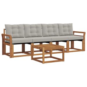 vidaXL Conjunto de sof&aacute;s de exterior 5 pcs Gris Natural y Claro