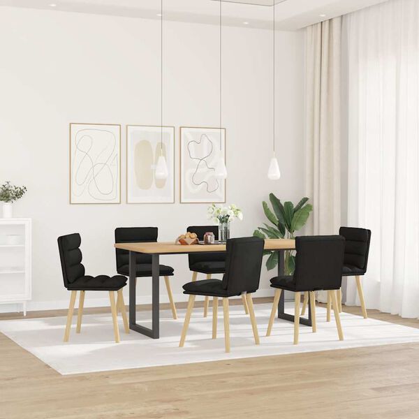 vidaXL Sillas de comedor giratorias 6 unidades tela negras