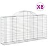 vidaXL Cestas de gaviones 8 uds forma de arco hierro 200x30x100/120 cm
