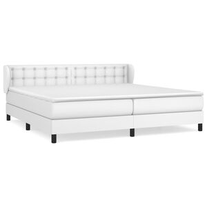 vidaXL Cama box spring con colch&oacute;n cuero sint&eacute;tico blanco 200x200 cm