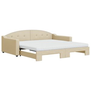 vidaXL Sof&aacute; cama nido con colch&oacute;n tela crema 100x200 cm
