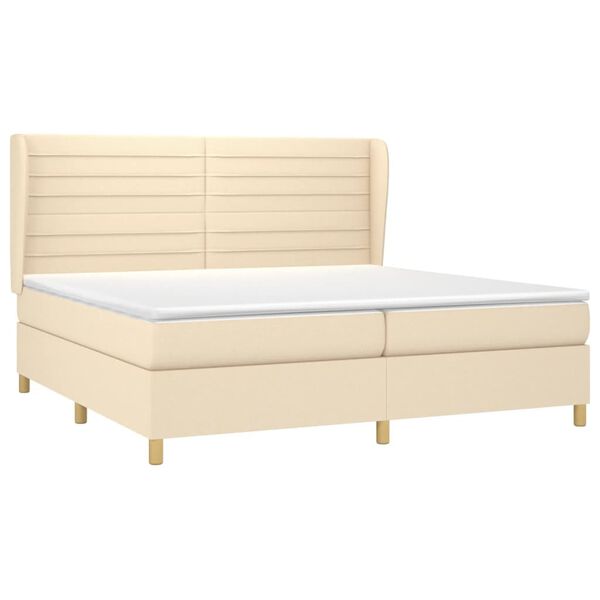 vidaXL Cama box spring con colch&oacute;n tela color crema 200x200 cm