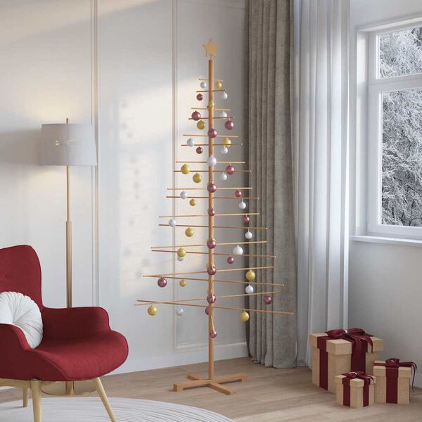 vidaXL Árbol de Navidad de madera con soporte Marrón 210 cm Bambú
