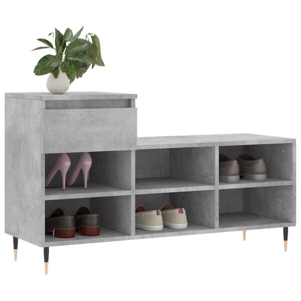 vidaXL Mueble zapatero madera contrachapada gris hormig&oacute;n 102x36x60 cm