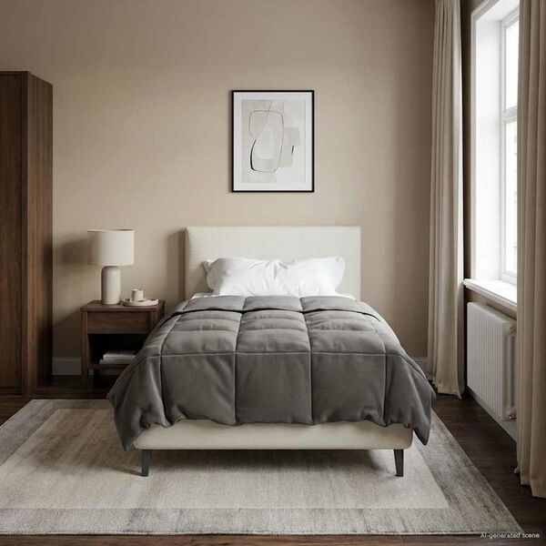 vidaXL Edred&oacute;n de Verano Acolchado Gris Claro 155 x 220 cm Microfibra