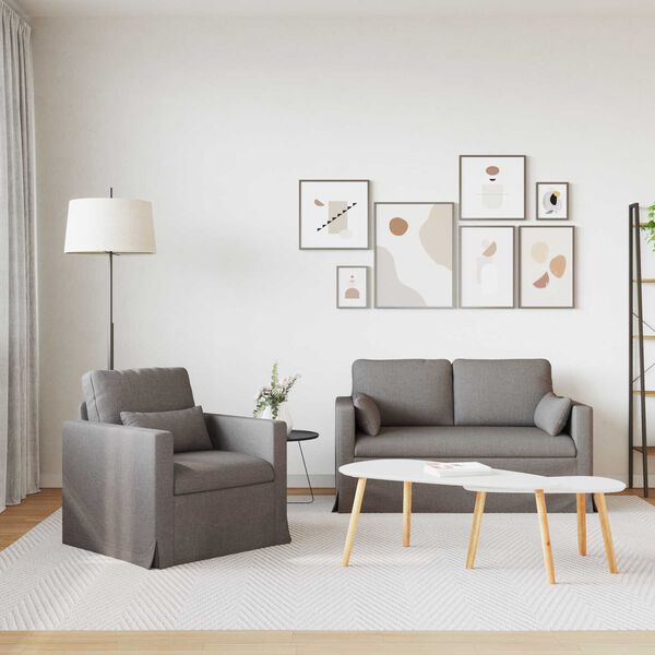 vidaXL Sof&aacute; 2 pcs Taup&eacute; 139 x 78 x 80 cm tela