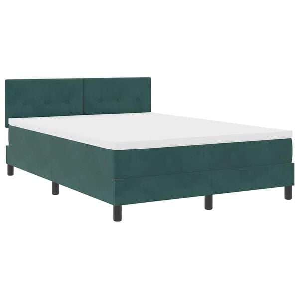vidaXL Cama Box Spring LED Verde oscuro 140 x 200 cm Terciopelo