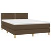 vidaXL Cama box spring con colch&oacute;n tela marr&oacute;n oscuro 140x190 cm