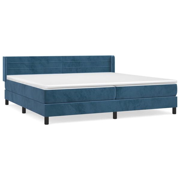 vidaXL Cama box spring con colch&oacute;n terciopelo azul oscuro 200x200 cm