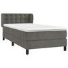 vidaXL Cama box spring con colch&oacute;n terciopelo gris oscuro 90x200 cm