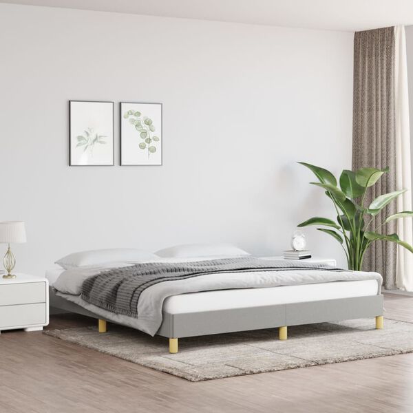 vidaXL Estructura de cama sin colch&oacute;n gris claro 180x200cm king tela