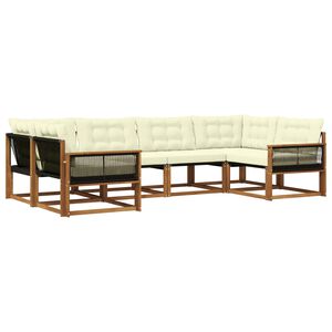 vidaXL Conjunto de sof&aacute;s de exterior con coj&iacute;n 6 pcs Natural y Crema