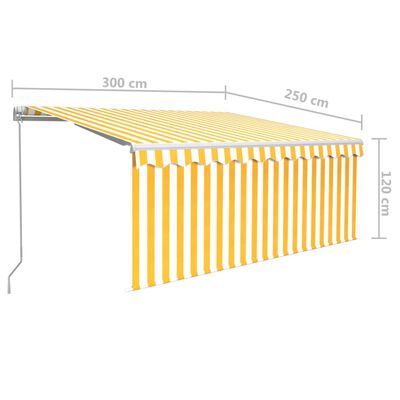 vidaXL Toldo retráctil manual con persiana LED amarillo/blanco 3x2,5 m