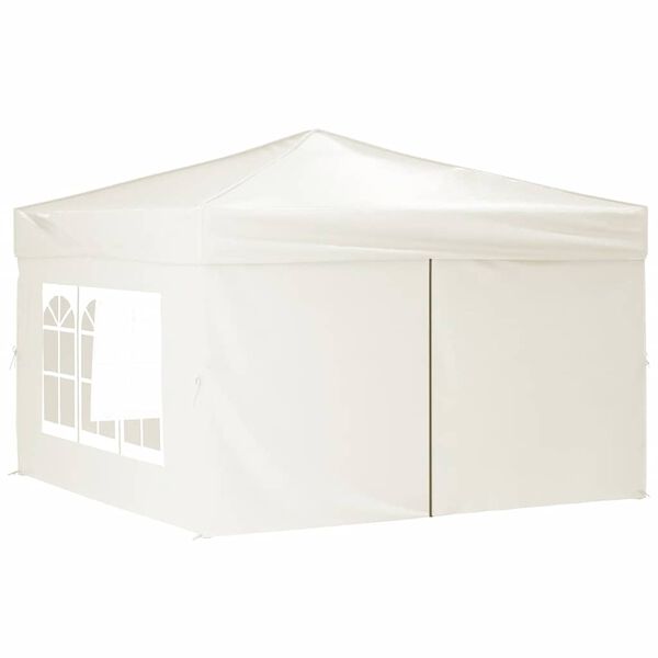 vidaXL Carpa para fiestas plegable con paredes laterales crema 3x3 m