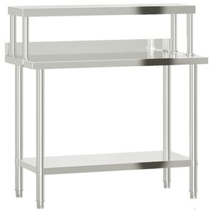 vidaXL Mesa de trabajo para cocina con estante acero inox 110x55x120cm