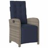 vidaXL Sill&oacute;n reclinable de jard&iacute;n con reposapi&eacute;s rat&aacute;n sint&eacute;tico gris