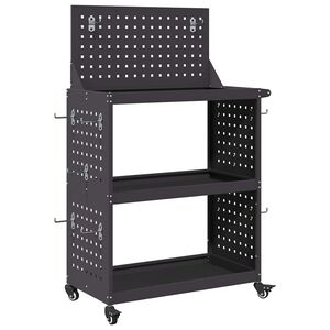 vidaXL Carro de herramientas con estante Negro 65 x 35 x 111 cm
