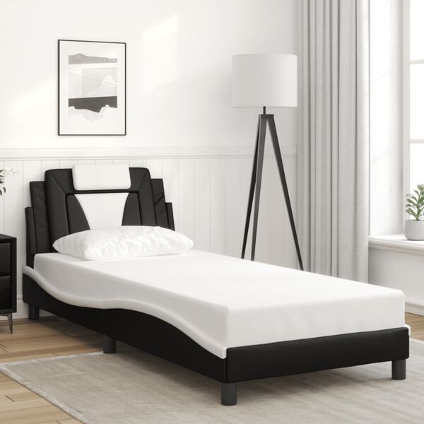 vidaXL Estructura de cama Viana con LED sin colchón negro blanco 80x200 cm