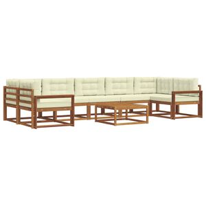 vidaXL Conjunto de sof&aacute;s de exterior con coj&iacute;n 8 pcs Natural y Crema