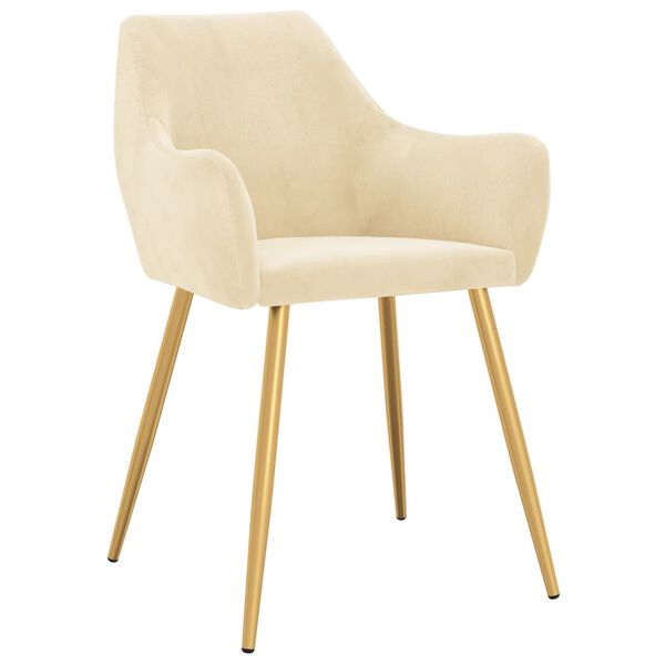 vidaXL Sillas de comedor 2 unidades terciopelo crema