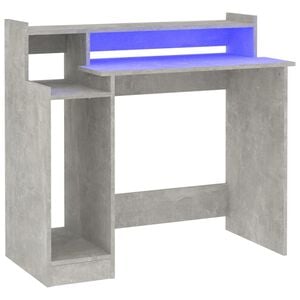 vidaXL Escritorio LED madera contrachapada gris hormig&oacute;n 97x45x90 cm