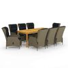 vidaXL Juego de comedor de jard&iacute;n de 9 piezas marr&oacute;n