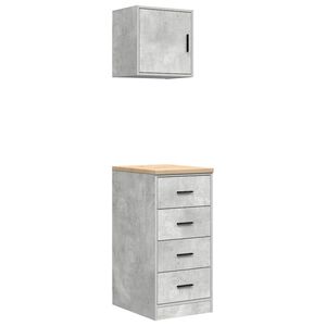 vidaXL Armarios 2 uds para garaje madera de ingenier&iacute;a ris hormig&oacute;n