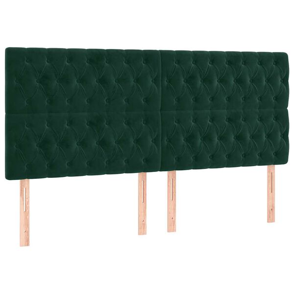 vidaXL Cabecero Terciopelo Verde Oscuro 180x7x118/128 cm