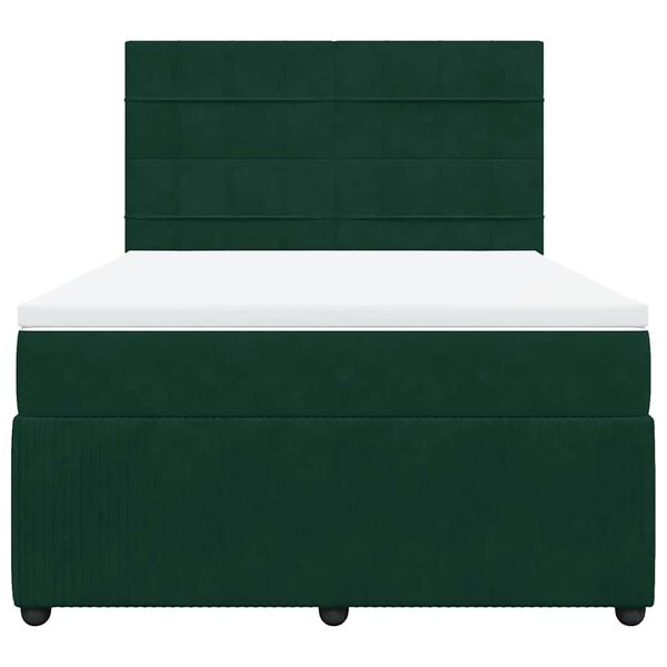vidaXL Cama box spring con colch&oacute;n terciopelo verde oscuro 140x190 cm